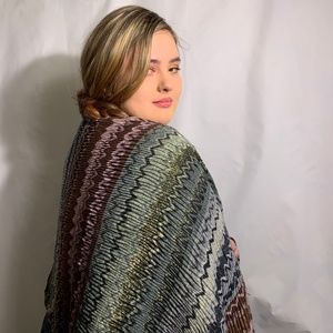 Multicolored Scarf/ Shawl  Metallic stitching